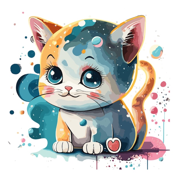 Watercolor Cat Vector Design Bundle