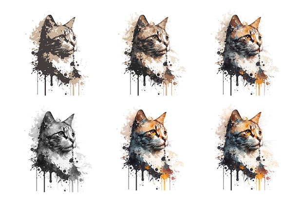 watercolor cat vector illustration tshirt print