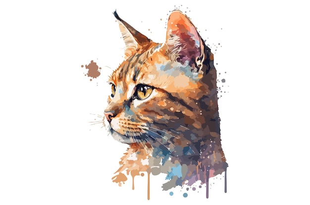 watercolor cat vector illustration tshirt print