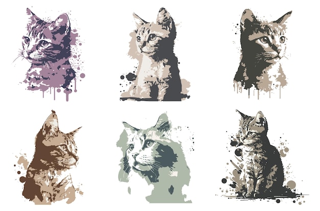 watercolor cat vector illustration tshirt print