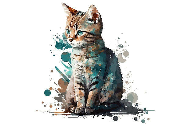 watercolor cat vector illustration tshirt print