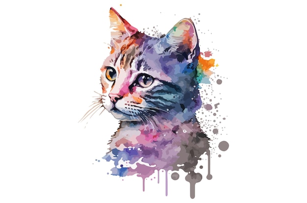 watercolor cat vector illustration tshirt print