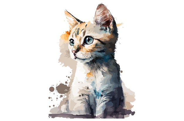 watercolor cat vector illustration tshirt print