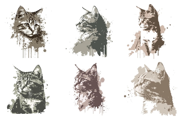 watercolor cat vector illustration tshirt print