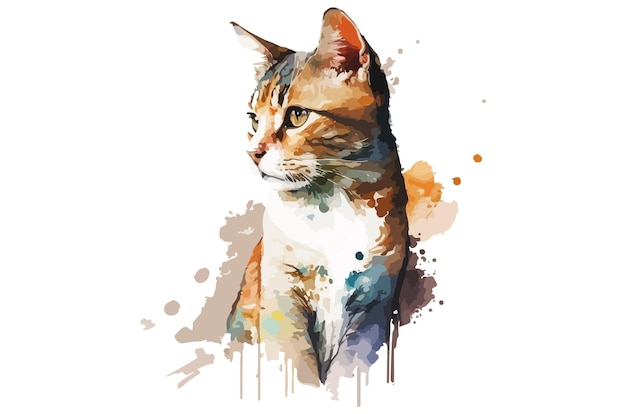 watercolor cat vector illustration tshirt print