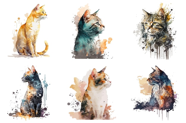 watercolor cat vector illustration tshirt print