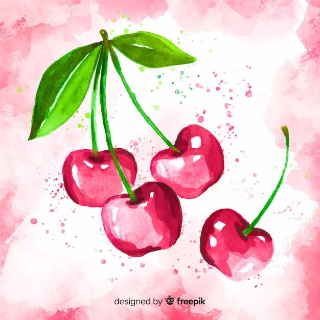 Vector watercolor cherries background