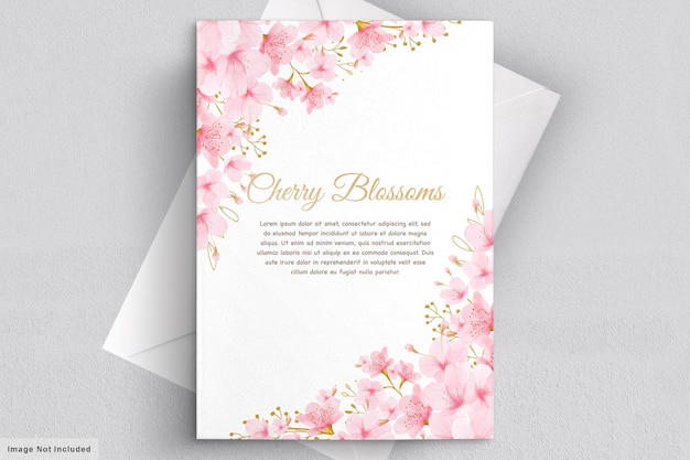 watercolor cherry blossom floral invitation card