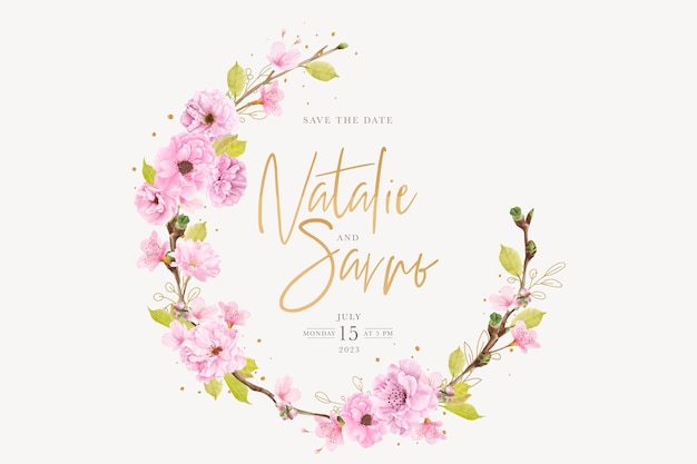 watercolor cherry blossom wreath design