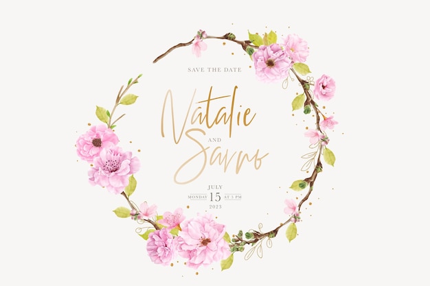 watercolor cherry blossom wreath design