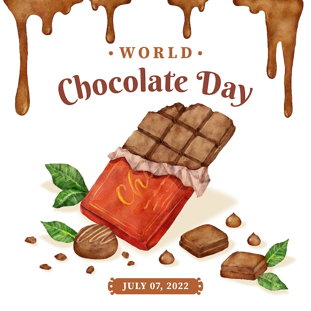 Watercolor chocolate dripping illustration