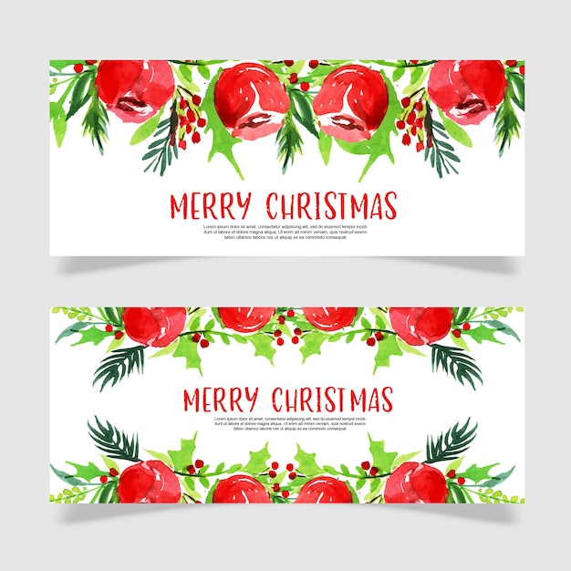 Watercolor Christmas Banner Template