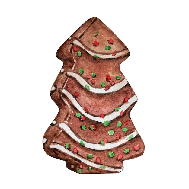 Watercolor christmas chocolate cake tree