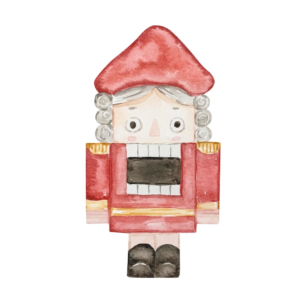 Watercolor Christmas Nutcracker wooden toy