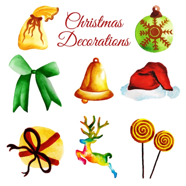 Watercolor Christmas Ornaments Collection