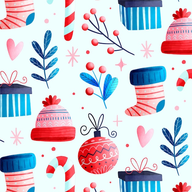 Watercolor christmas pattern design