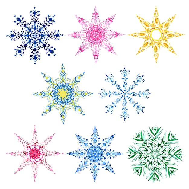 Watercolor Christmas Snowflakes Collection