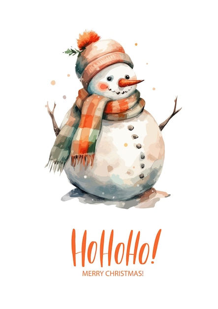 Watercolor Christmas Snowman Clipart Collection for Charming Holiday Designs