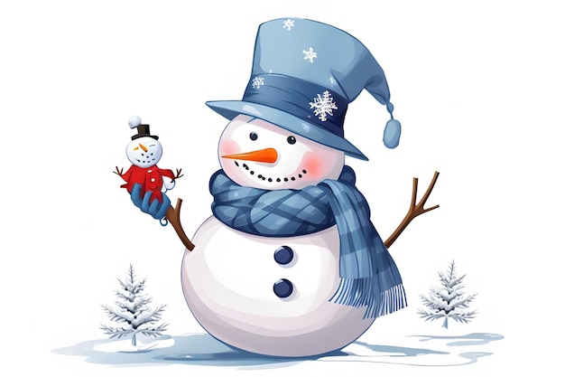 Watercolor Christmas Snowman Clipart Collection