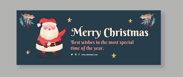 Vector watercolor christmas social media cover template