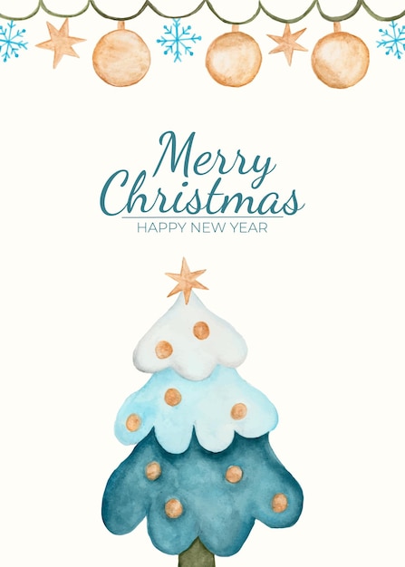 Watercolor Christmas tree as background