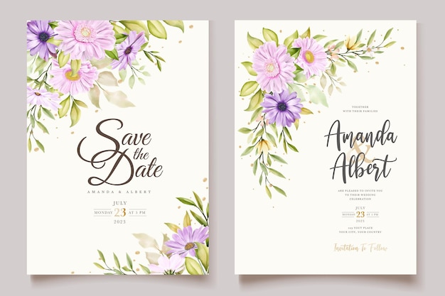 watercolor chrysanthemum invitation card set