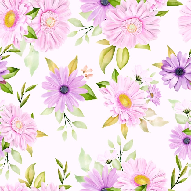 watercolor chrysanthemum  seamless pattern