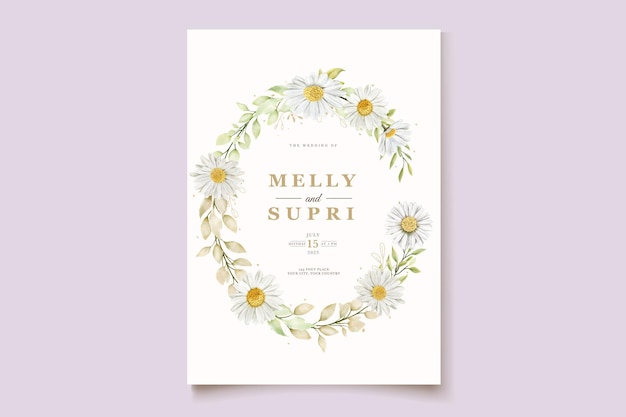 Watercolor Chrysanthemum Wedding Card