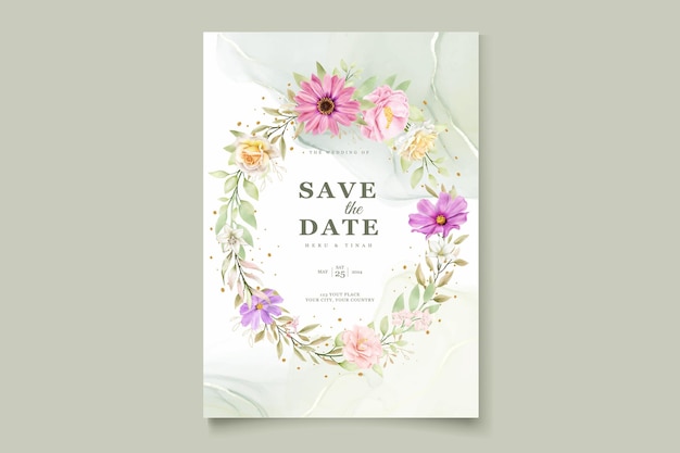 WATERCOLOR CHRYSANTHEMUM WEDDING invitation card