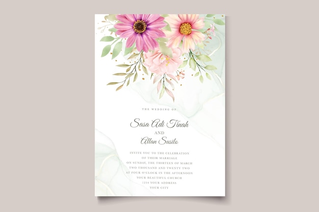 WATERCOLOR CHRYSANTHEMUM WEDDING invitation card