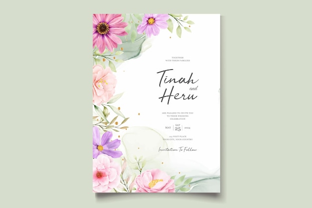 WATERCOLOR CHRYSANTHEMUM WEDDING invitation card