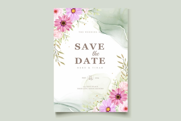 WATERCOLOR CHRYSANTHEMUM WEDDING invitation card