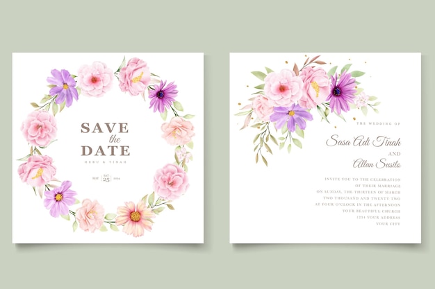 WATERCOLOR CHRYSANTHEMUM WEDDING invitation card