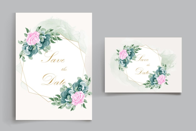 Watercolor chrysanthemum wedding invitation card