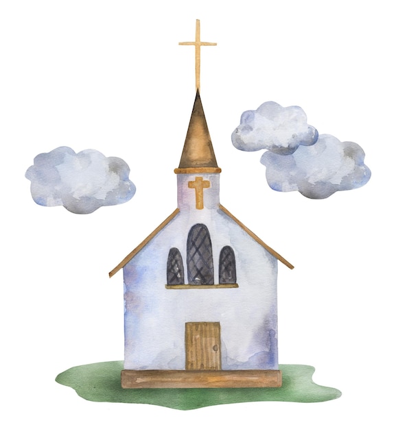 Watercolor church vector illustration