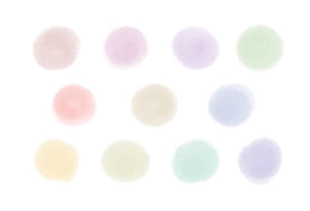 Vector watercolor circle shape vector collection pastel rainbow colors hand drawn spots set