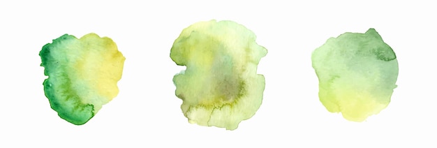 Watercolor circles in pastel green colors Stains set for label and emblem in fresh leaf shades paint