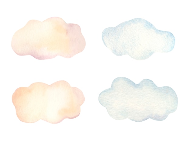 Watercolor clouds collection.