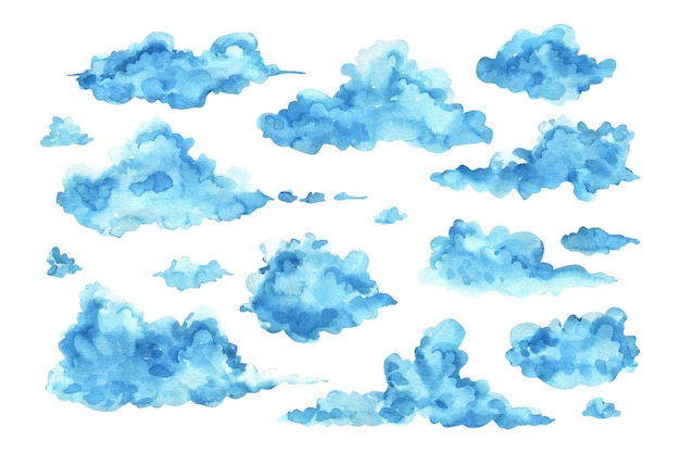 Watercolor clouds collection