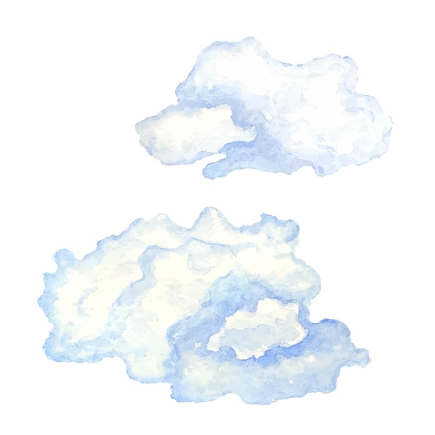 Watercolor clouds hand drawn illustration