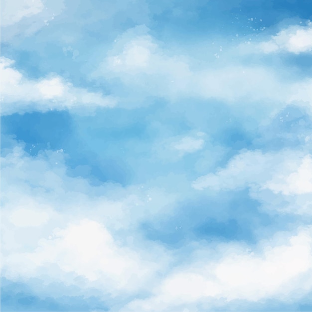 Vector watercolor cloudy sky background