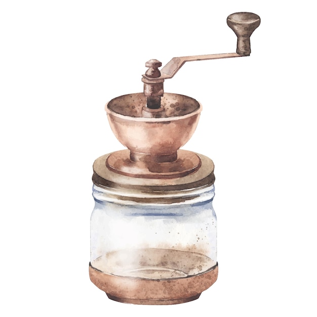 Watercolor coffee grinder