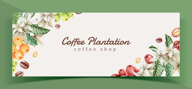 Watercolor coffee plantation facebook cover