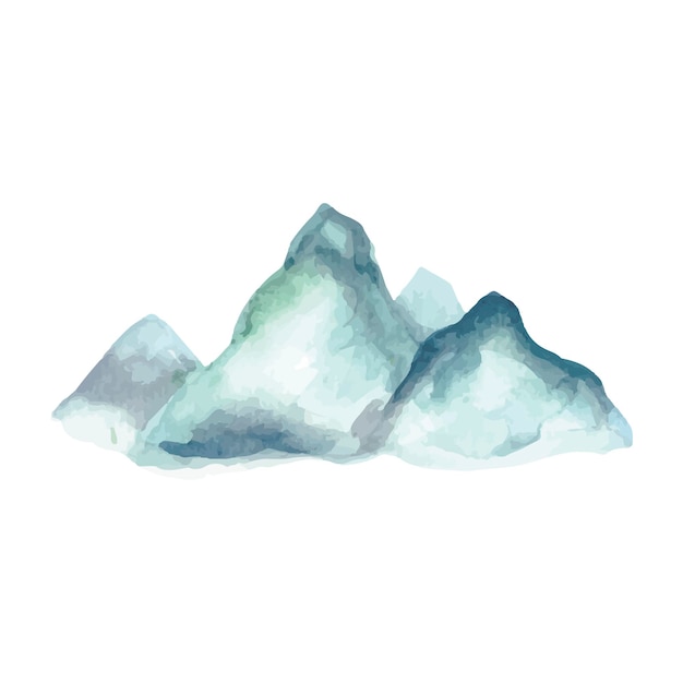 Watercolor colored Mountains Isolated art on white Vector illustration