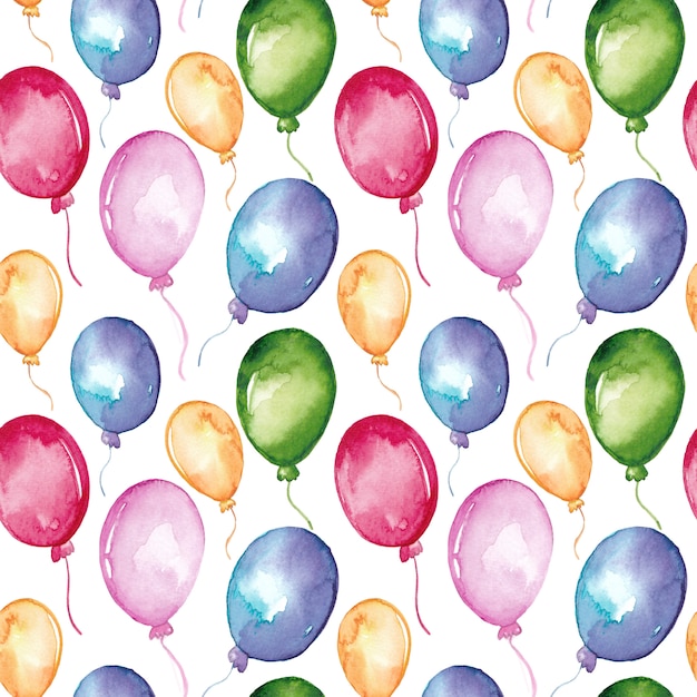 Watercolor colorful balloons seamless pattern