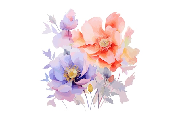 Watercolor colorful Beautiful flower Wallpaper creative design