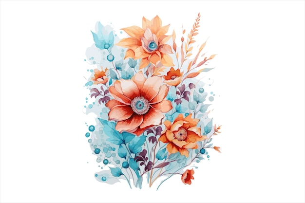 Watercolor colorful Beautiful flower Wallpaper creative design