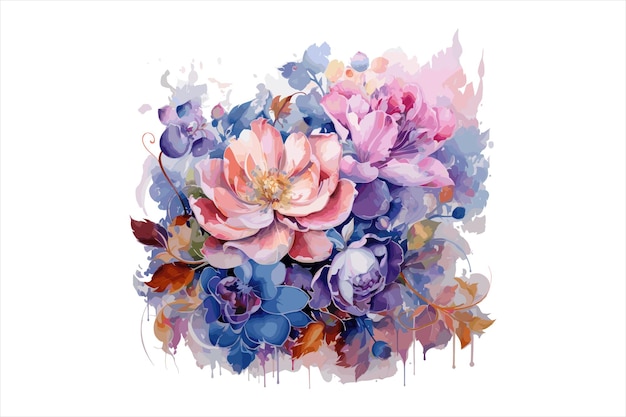 Watercolor colorful Beautiful flower Wallpaper creative design