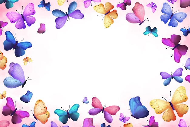 Watercolor colorful butterfly background