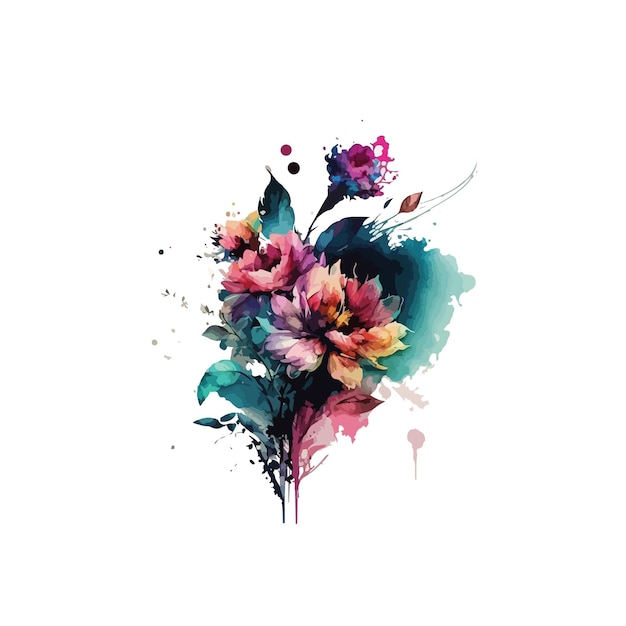 watercolor colorful flower vector